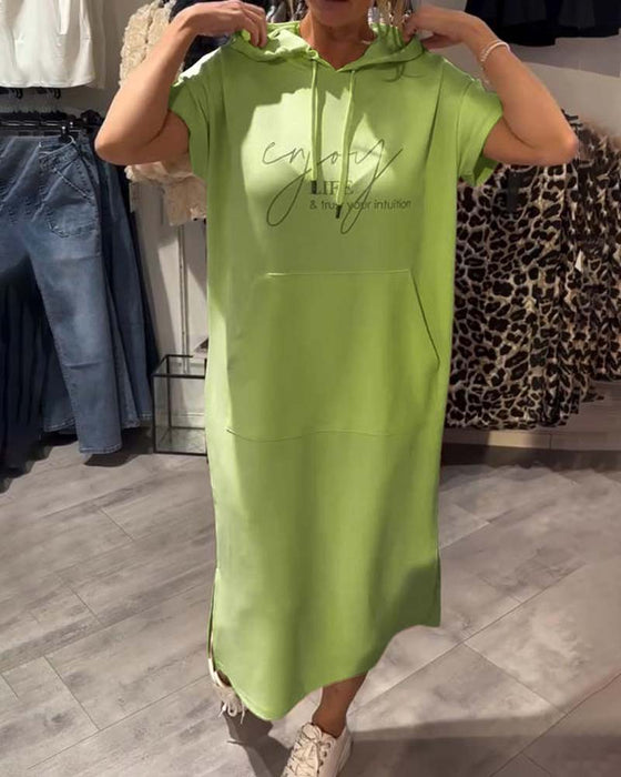 Klänning Med Huva Casual Snörning