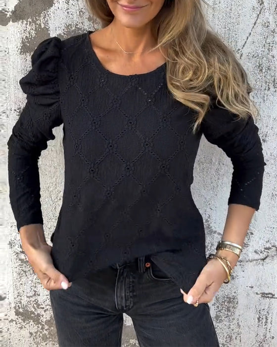 Blus Med Puffärmar Och Cutout-Detaljer