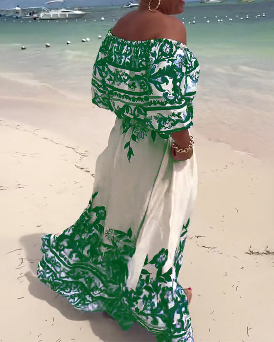 Klänning Off-Shoulder Tryckt Resort