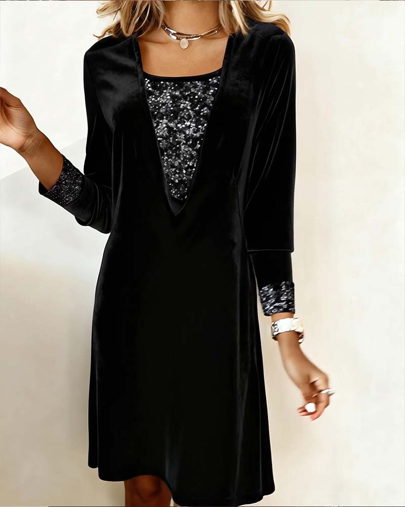 Klänning Elegant Paljett Lapptäcke