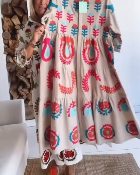 Klänning Blommigt Grafiskt Tryck