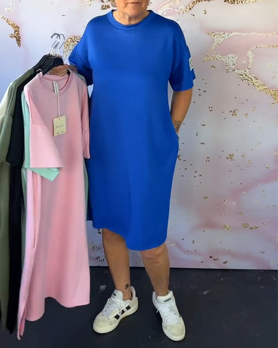 Klänning Rundhalsad Casual Kortärmad Enkel