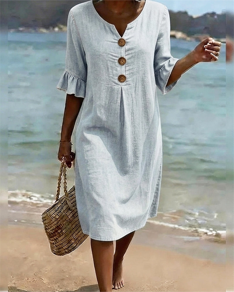 Klänning Lotus Blad Ärmar Jeans