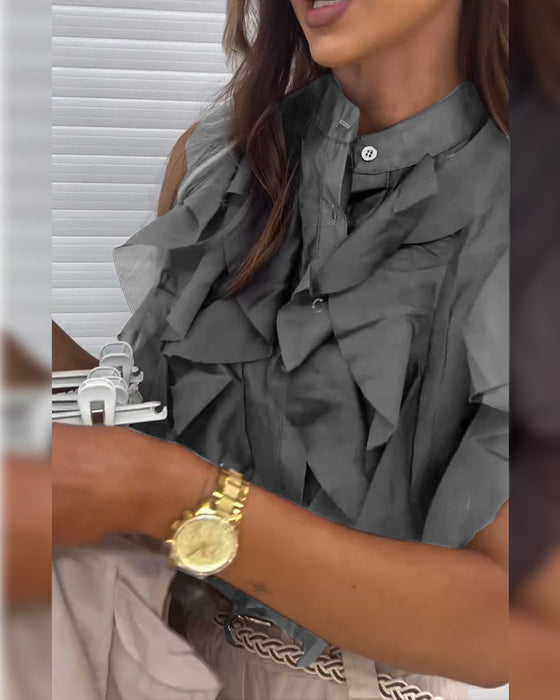 Tank Top Designer Ruffle Ärmlös