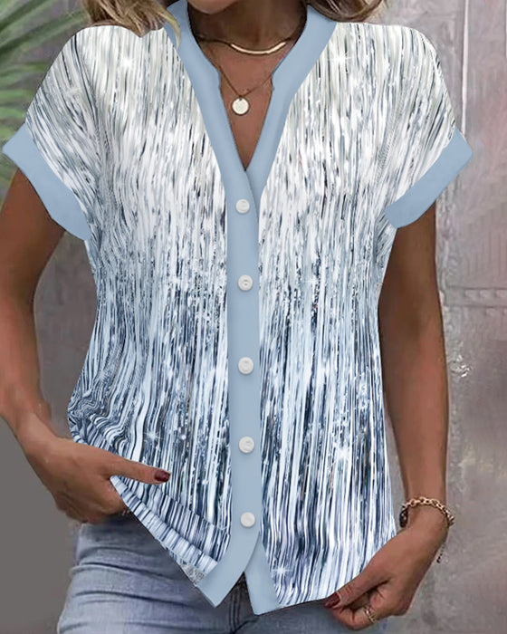 Skjorta Casual Ståkrage Texturerat Tryck