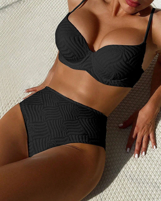 Bikini Sexig Enfärgad Push-Up