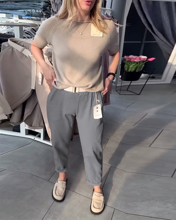 Byxor Enfärgad Avslappnad Rak