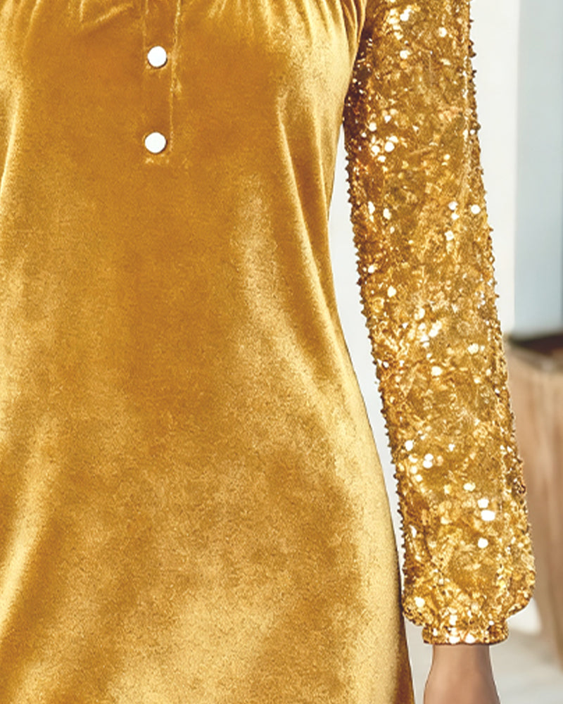 Paljettprydd Sammetslappklänning