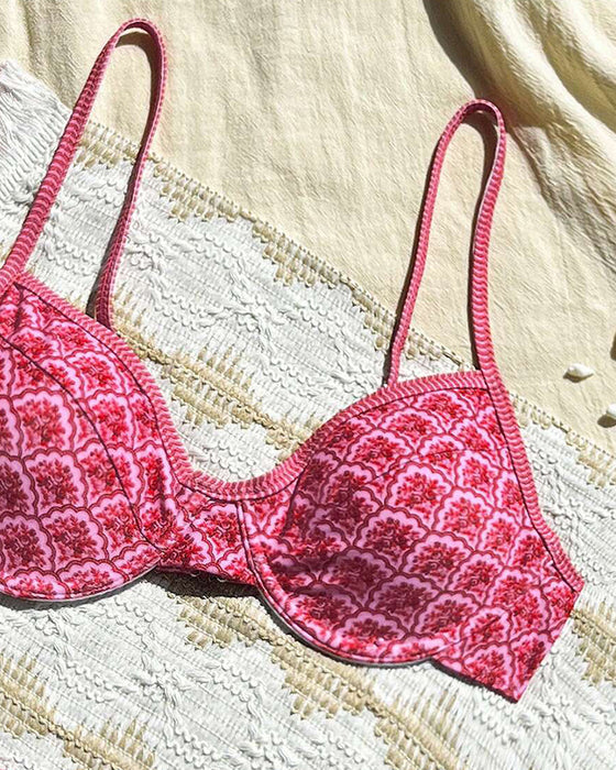 Bikini Sexig Hängslen Triangel Mönster