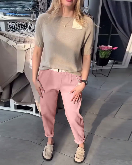 Byxor Enfärgad Avslappnad Rak