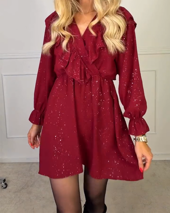 Stilfull Klänning Med V-Ringning I Enfärgad