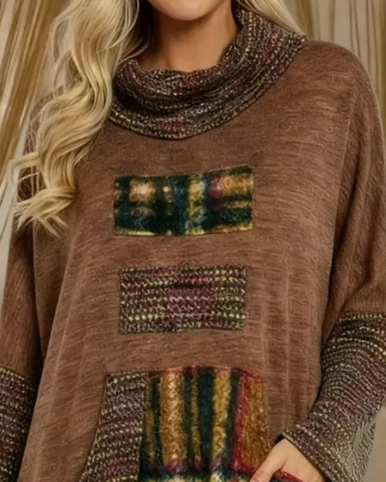 Retroklänning Med Polokrage Och Färgblock