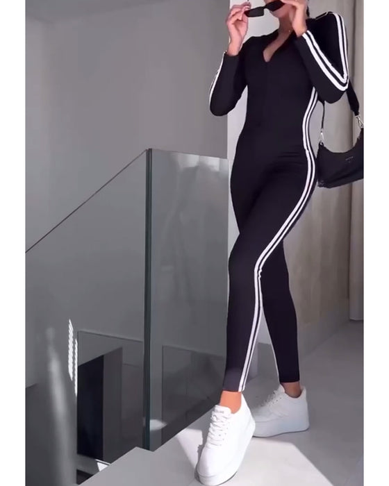 Jumpsuit casual sport randiga tights och bantning