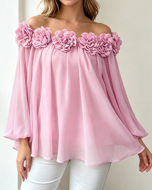 Topp Off-Shoulder Rosett Utställd