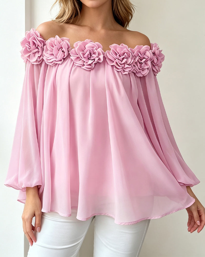 Topp Off-Shoulder Rosett Utställd
