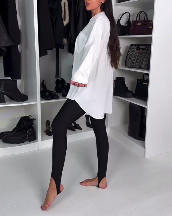 Enfärgade Leggings Med Ankelband