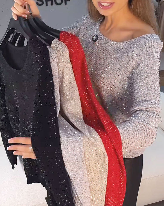 Tröja Skimmer Enfärgad Långärmad Loose Fit