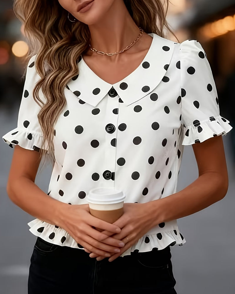 Blus Polka Dot Peter Pan Krage