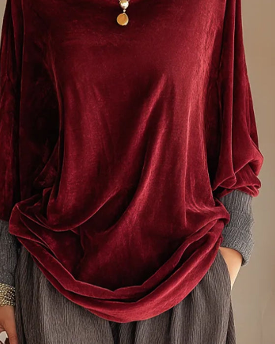 Blus Draperad Hals Casual
