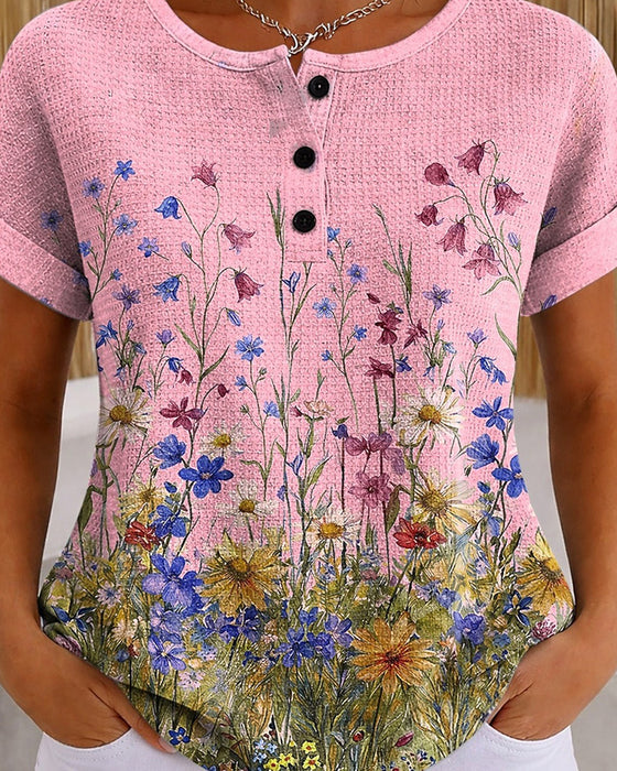 Topp Henley Vildblomma Daisy Våffla
