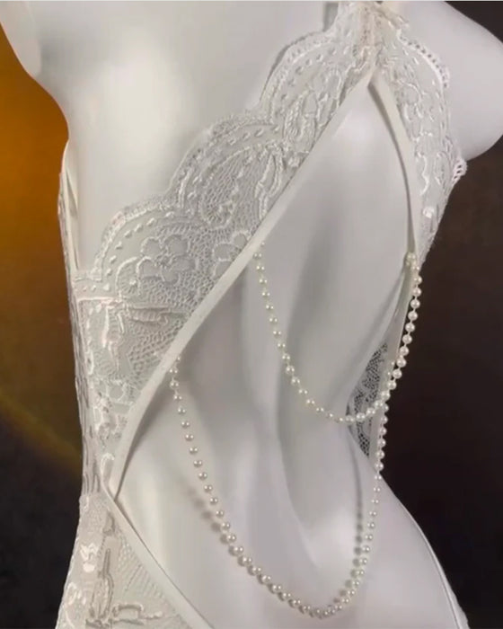 Underklänning Spets Rygglös Etdelad