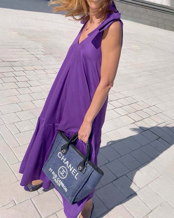 Enfärgad vardagsklänning med axelband