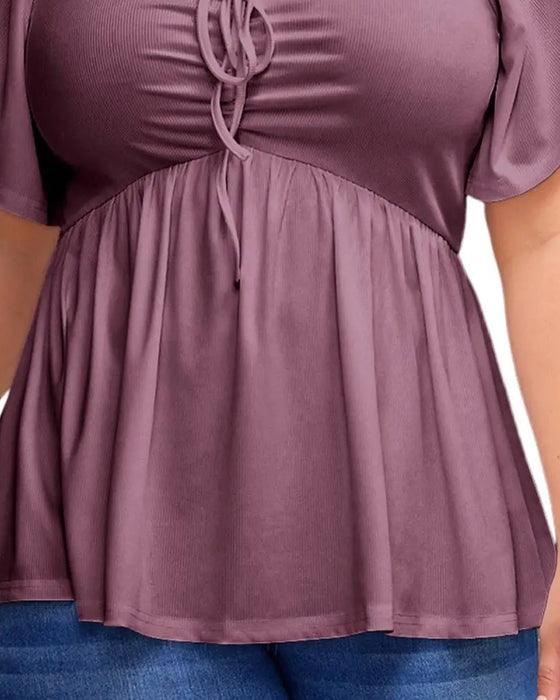 T-Tröja Large Size Square Neck Bubble Sleeve