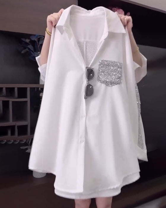 Kavajslagspärltröja Med Lång Ärm