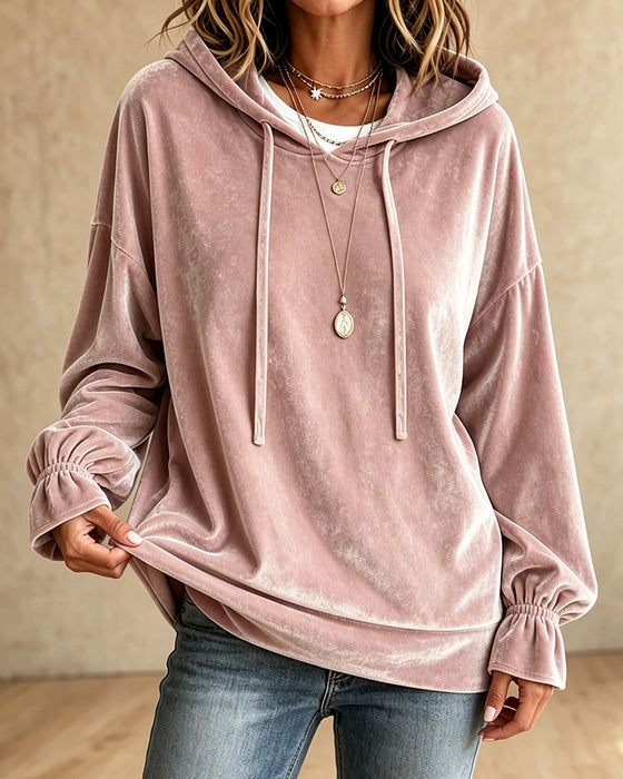 Hoodie Enfärgad Långärmad