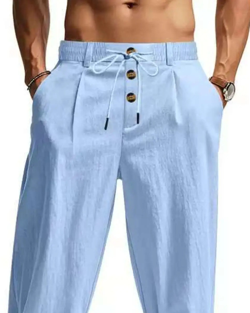 Byxor Casual Enfärgad Raka Ben