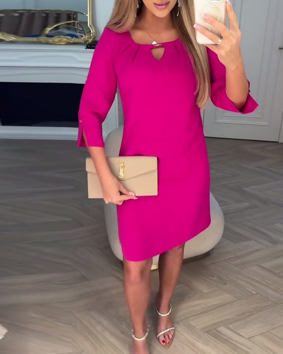 Klänning Elegant Enfärgad Ihålig Rak