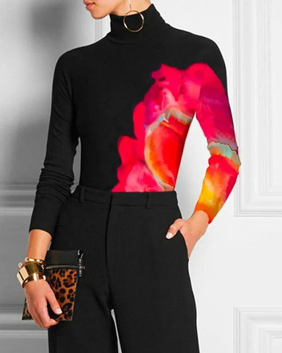 Skinny T-shirt med hög hals