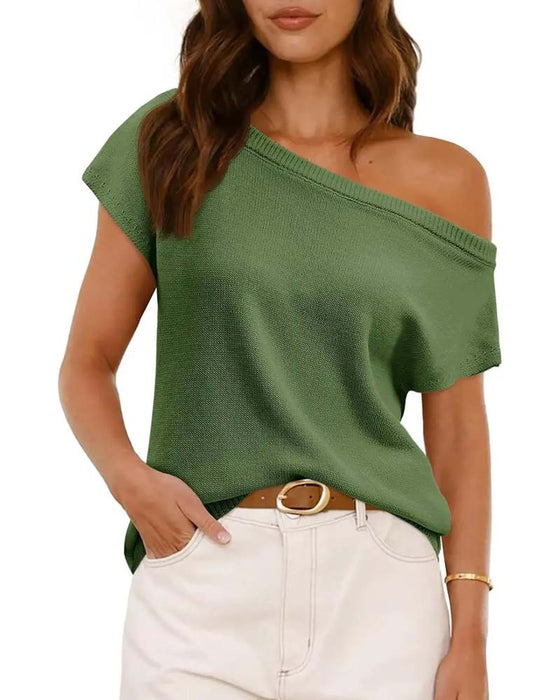 Pullover Off-Shoulder Kort Ärm