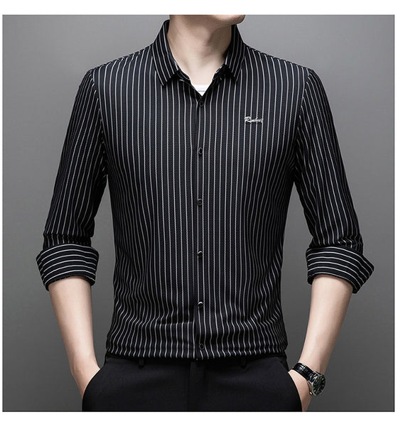 👔Herrklassisk Långärmad Randig Skjorta