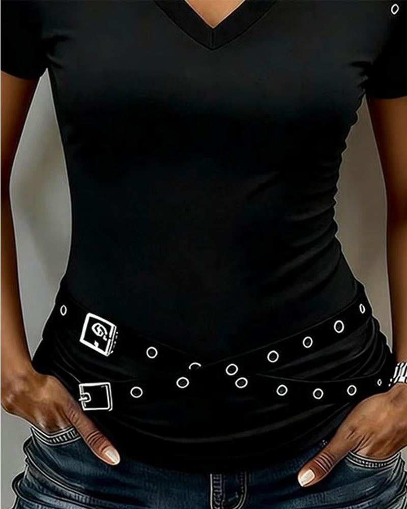 T-Shirt Kors Rem Hål Ut Slim Passform