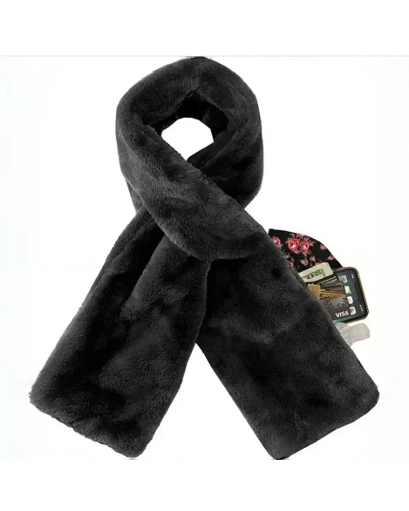 🎁Dold Ficka Mysig Halsduk Varm Mjuk Och Säker Dragkedja🧣
