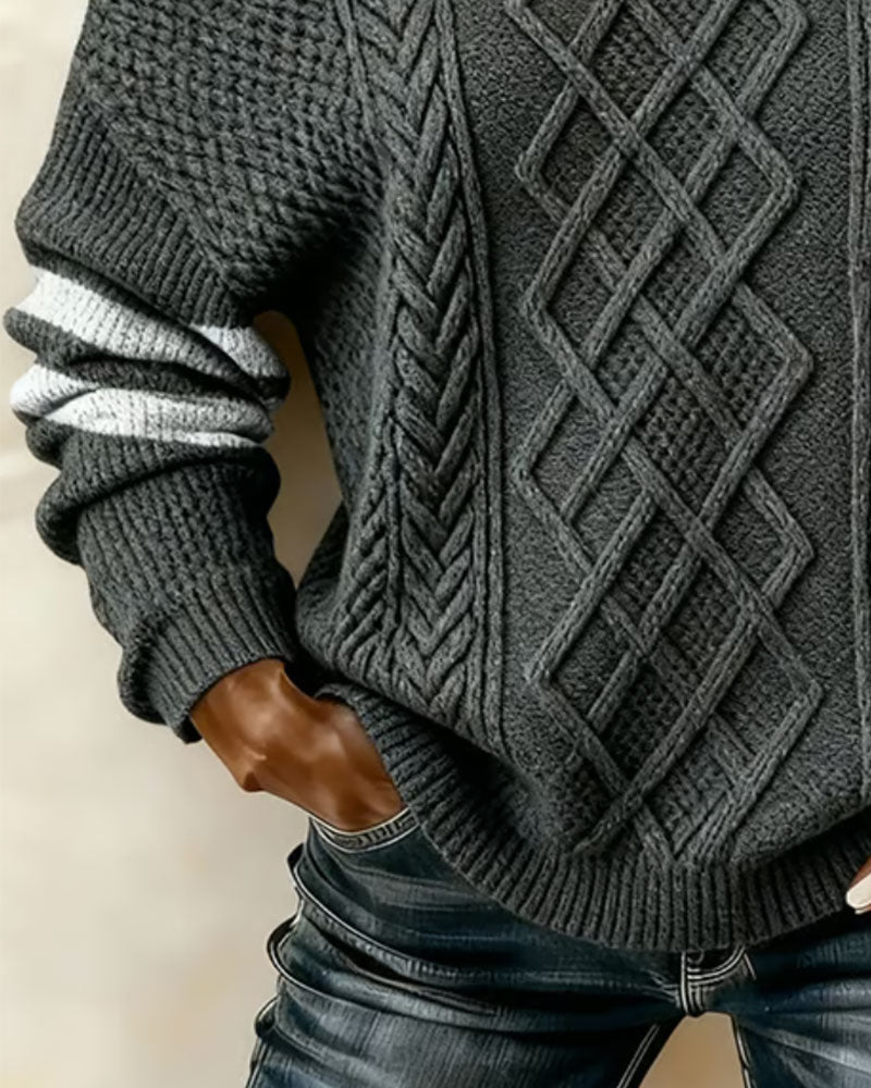 Pullover En Axlad Metallspänne Randig Fläta