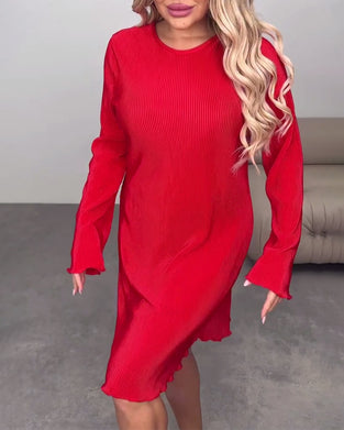 Klänning avslappnad enfärgad knälång