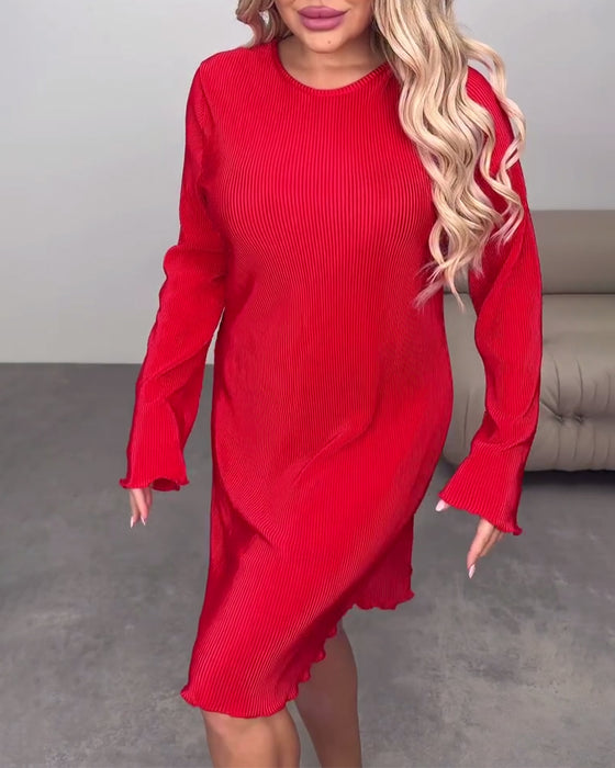 Klänning avslappnad enfärgad knälång