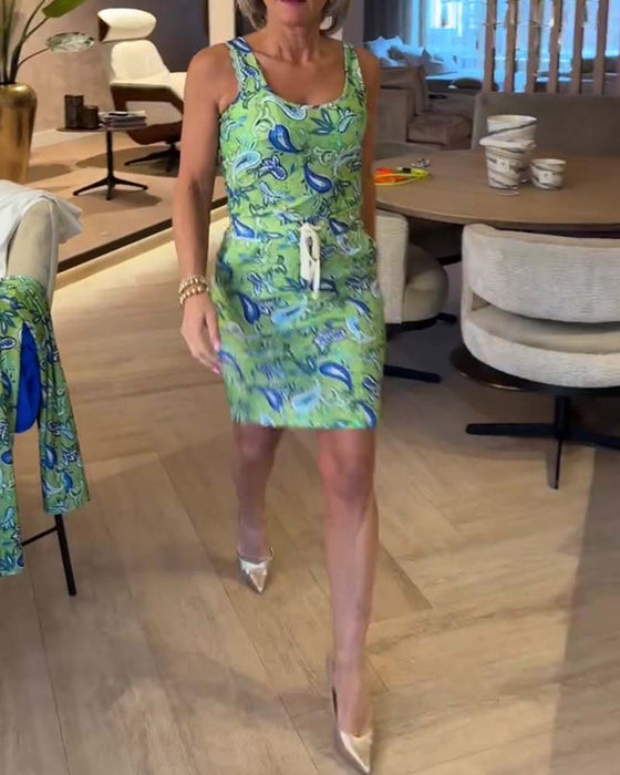 Klänning Ärmlös Figurnära Remmar Cashew Blomma