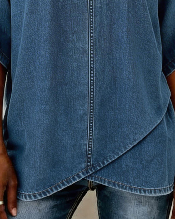 Topp V-Hals Avslappnad Denim