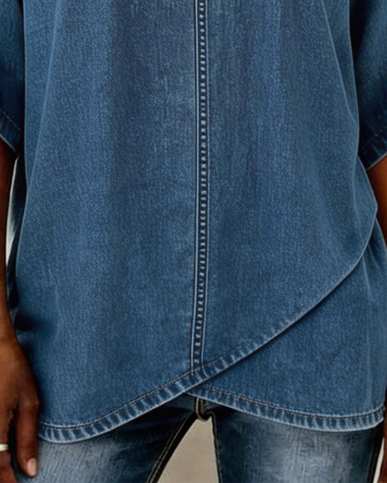 Topp V-Hals Avslappnad Denim