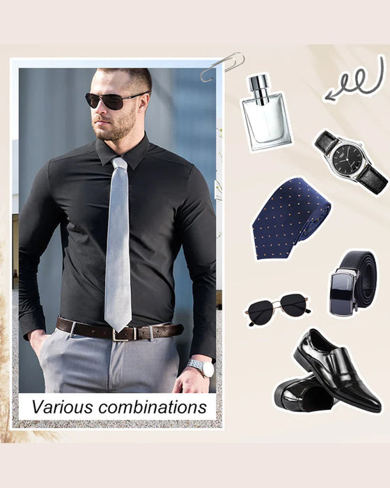 Herrlångärmad Skjorta I Enfärgad Färg