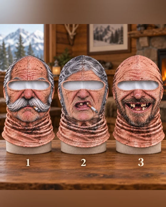 Mask Rolig 3d Grinig Gammal Man Skidåkning