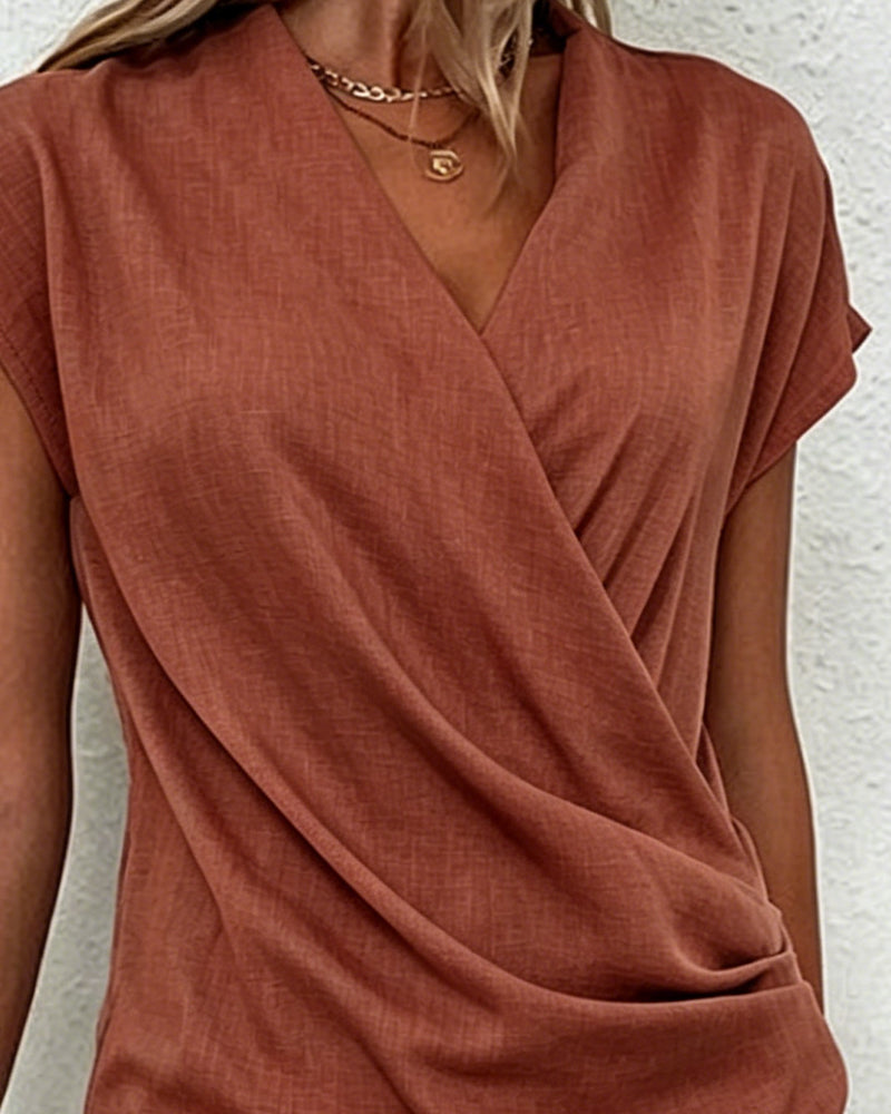Blus Med Korslagda Veck