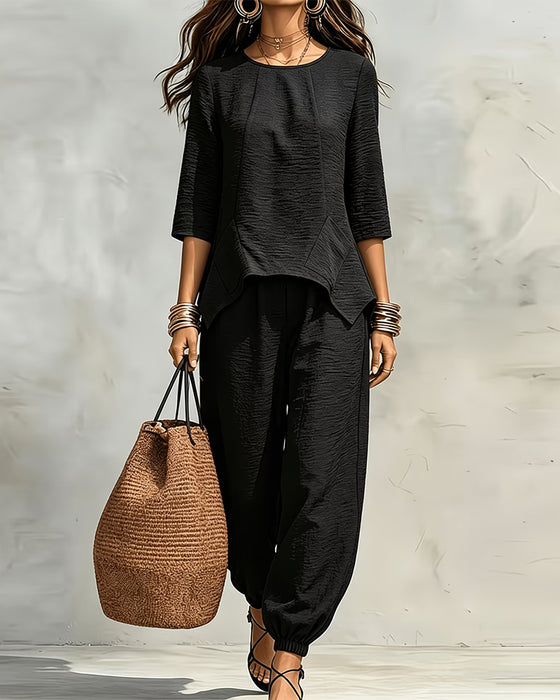 Set Irregular Blus Och Joggerbyxor