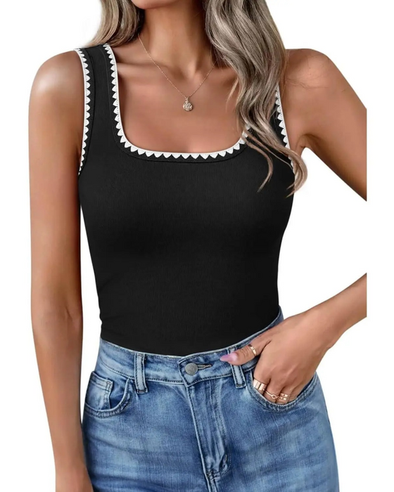 Linne A Fyrkantig Hals Åtsittande