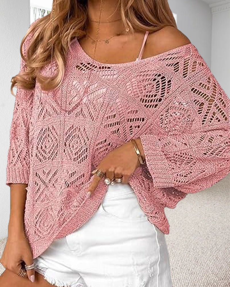 Pullover Utskuren 3/4-Ärm