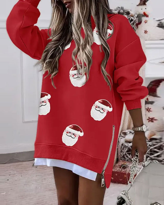 Klänning Jultomte Tryck Skarvad Sweatshirt