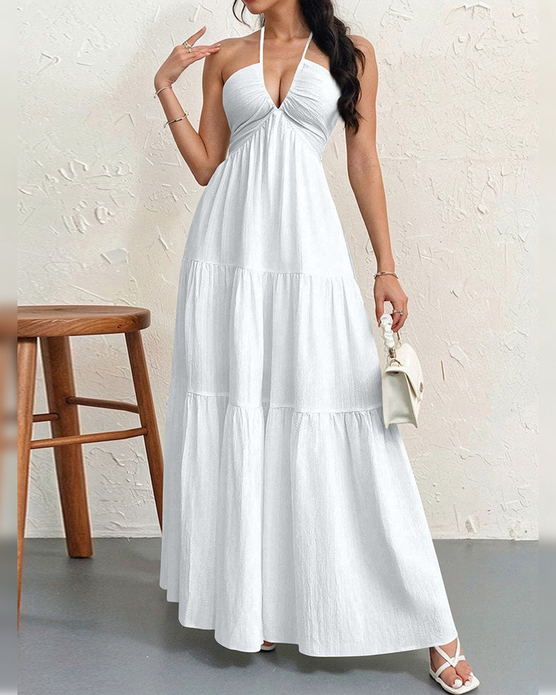 Klänning Mode Solid Halter